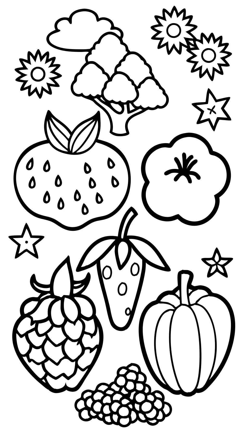 fruit and veggie coloring pages